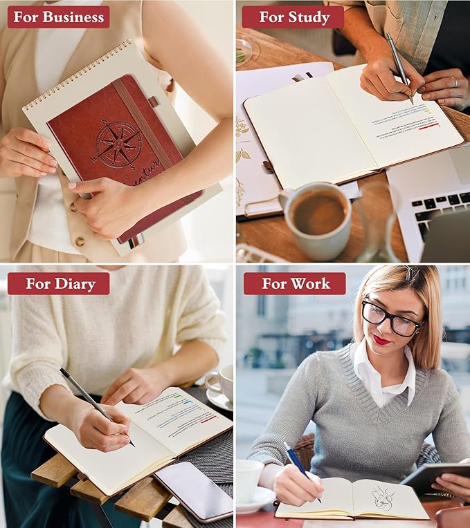 Blank Journal Notebook for Women Men,160 Pages,Inner Pocket,A5 Hardcover Sketchbook for Drawing, Sketch book, Unlined Notebooks for School,Work,Travel Journals for Writing 5.8"x8.5" (Brown)