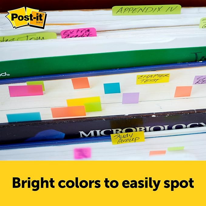 Post-it Page Markers, Assorted Colors, 1 in x 3 in, 50 Sheets/Pad, 4 Pads/Pack (671-4AU)