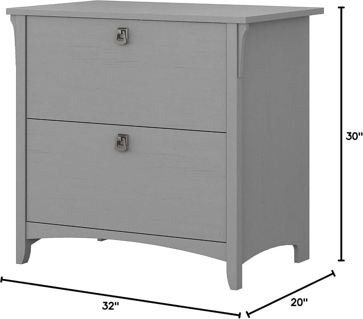 Bush Furniture Salinas 2 Drawer Lateral File Cabinet in Cape Cod Gray, Home Office Storage Solution, Organizer with Drawers for Workspace, Filing Unit