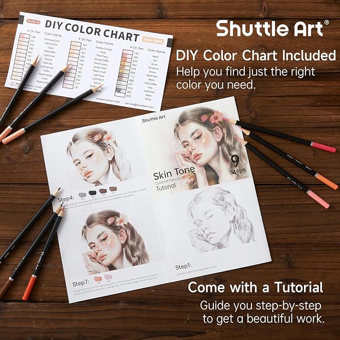 Shuttle Art 36 Skin Tone Colored Pencils, Colored Pencils for Adult Coloring, Soft Core Color Pencil for Adults Kids Artists Beginners Drawing Coloring Sketching