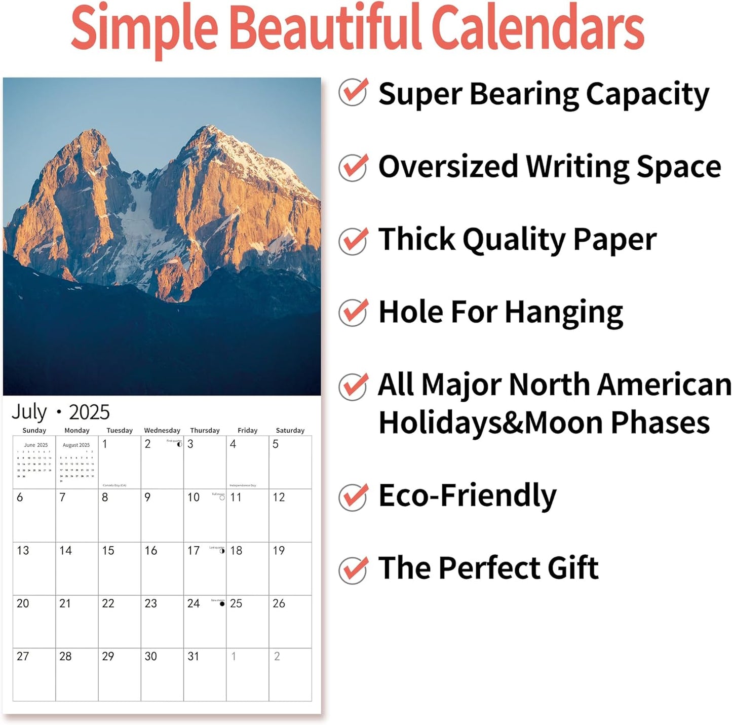 2025 Wall Calendar,Calendar 2025, January 2025 - December 2025, Wall Calendar Wonders of Planet, 12" x 24" Opened,Full Page Months Thick & Sturdy Paper for Gift Perfect Calendar Organizing & Planning