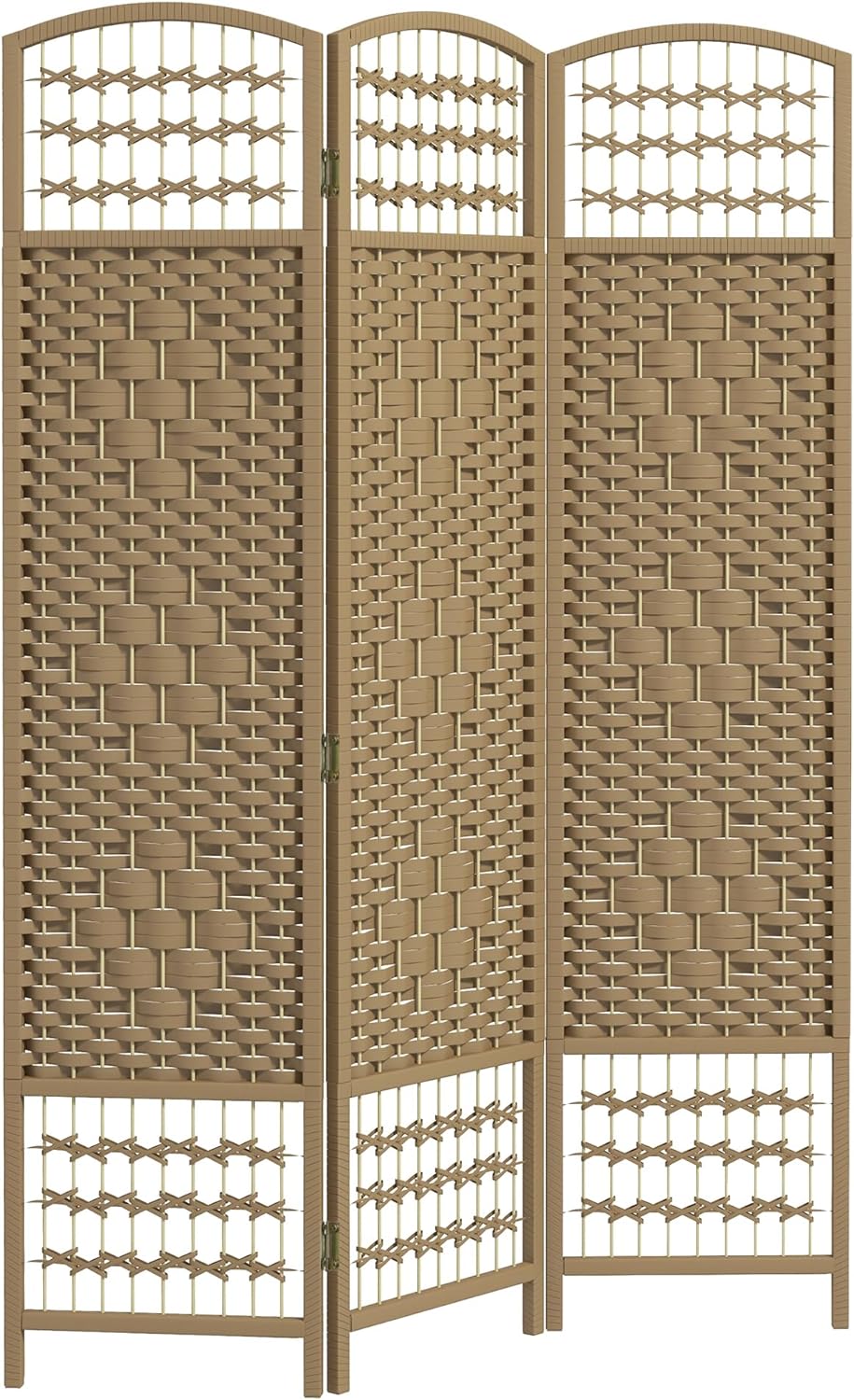 NicBex Room Divider 3 Panel Room Dividers with Woven Paper Design Partition Room Dividers and Folding Privacy Screens 5.6 FT Wall Divider for Office, Room Separation,47.25"W x 0.5"D x 67"H, Natural