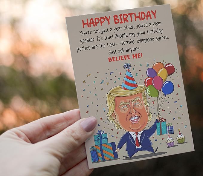 Funny Birthday Card for Him, Her, Men, Women, Dad, Mom, Grandma, Grandpa, Wife, Husband - Folded 5"x7" Cardstock with Red Envelope - Happy Birthday Gift Card