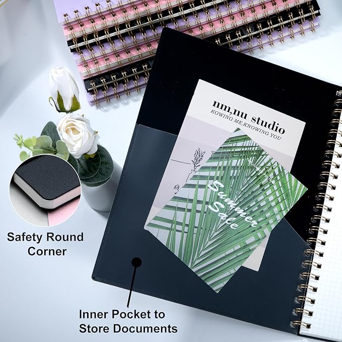 Yoment Spiral Notebook 8.5 x 11 A4 Large Notebooks for Work College Ruled Journaling Notebooks, 100 GSM Paper, Spiral Bound Journal for School Note Taking Writing, A4 Black