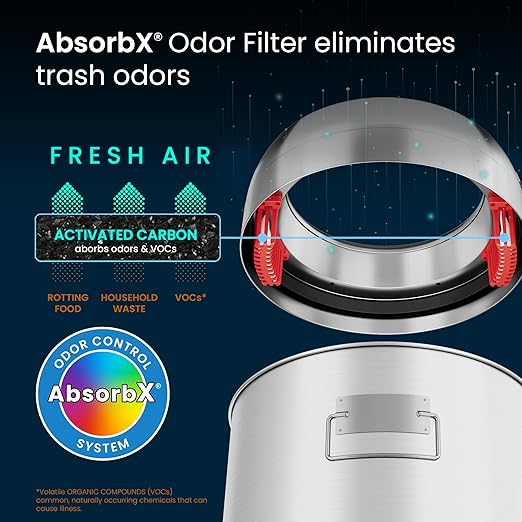 iTouchless Dual-Deodorizer Trash Can and Recycle Bin, Stainless Steel Commercial Grade Large 10 Inch, Home, Restaurant, Restroom, Office, 16 Gallon / 61 Liter, Open Top, Round