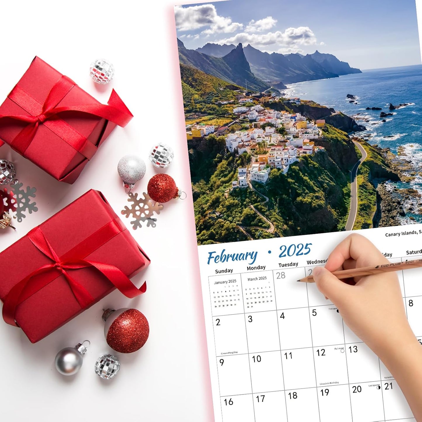 2025 Wall Calendar,Islands Monthly Wall Calendar, 12" x 24" Open,Family Planner Calendar,Home & Office Organizer,Hangable