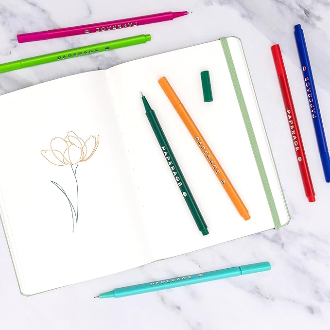 PAPERAGE Blank Journal Notebook, (Green), 160 Pages, Medium 5.6 in x 8 in - 100 GSM Thick Paper – Hardcover Journaling Notebook for Work, School, Note Taking or Sketching