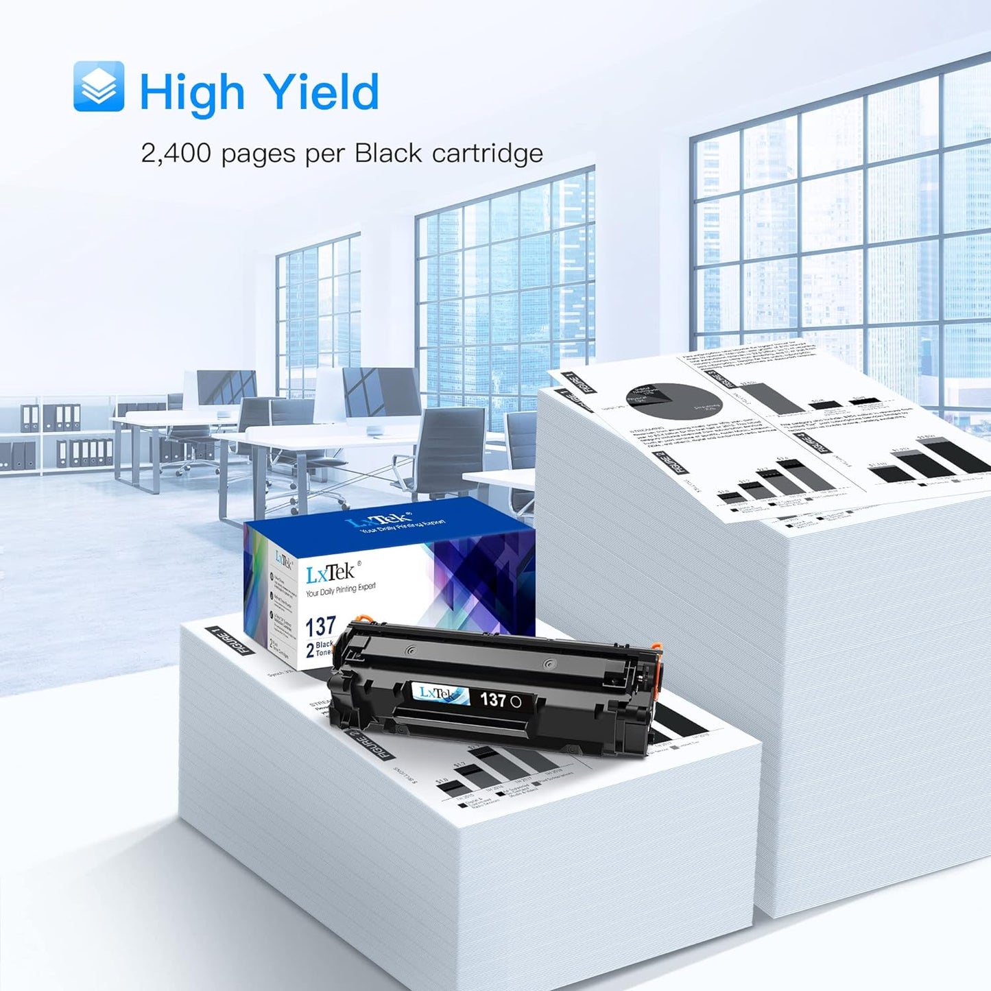 LxTek Compatible Toner Cartridge Replacement for Canon 137 Black Toner Cartridge 137 CRG137 to Use with Imageclass D570 MF232w MF242dw MF240 MF230 MF216n MF236n(2 Pack, 137 Black)