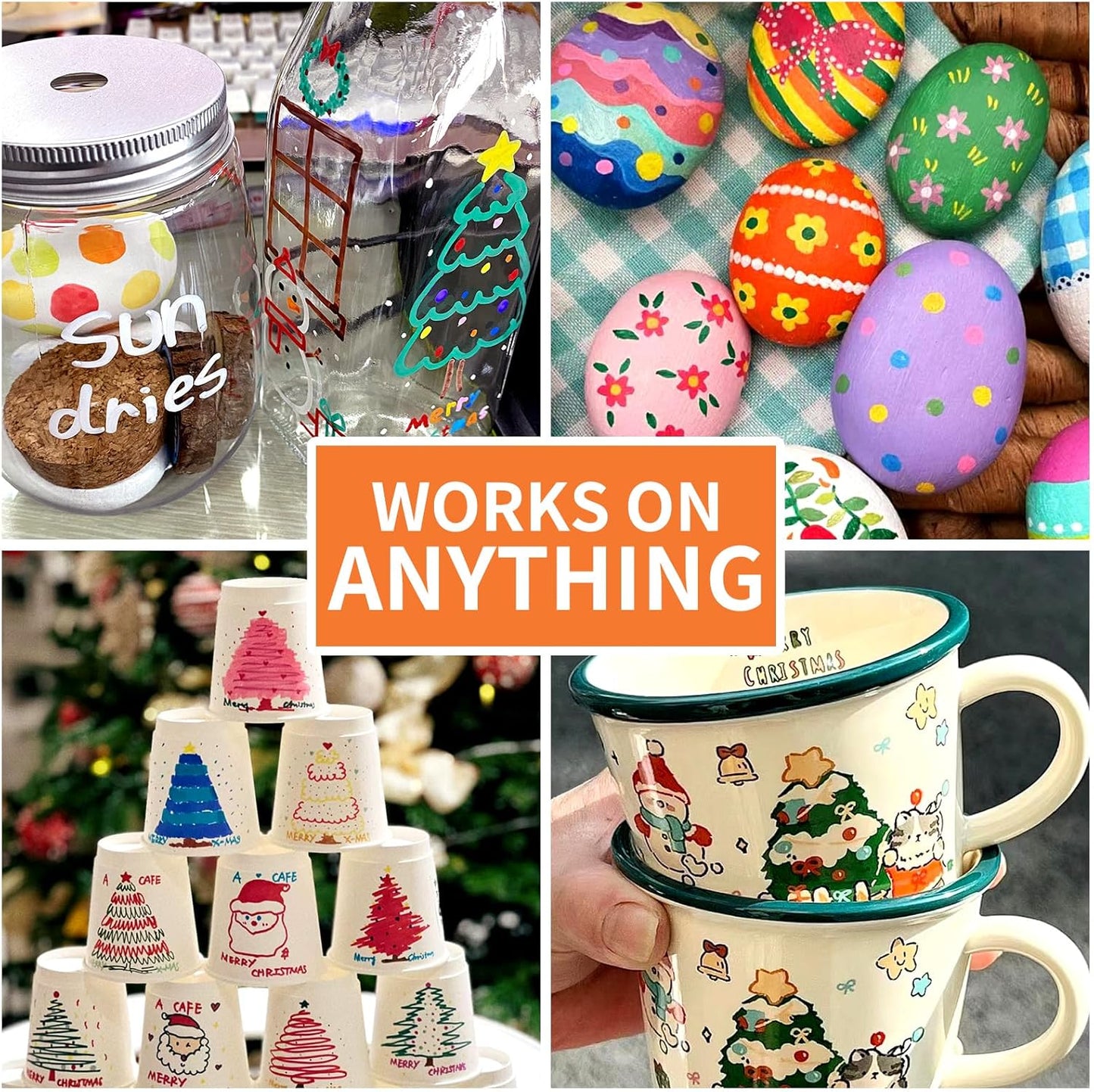 Silver Paint Pens Paint Markers Permanent Markers Oil Based for Metal Wood, Metal, Car Tyre,Wood, Plastic, Rock Painting, Glass, Craft Supplies,Waterproof