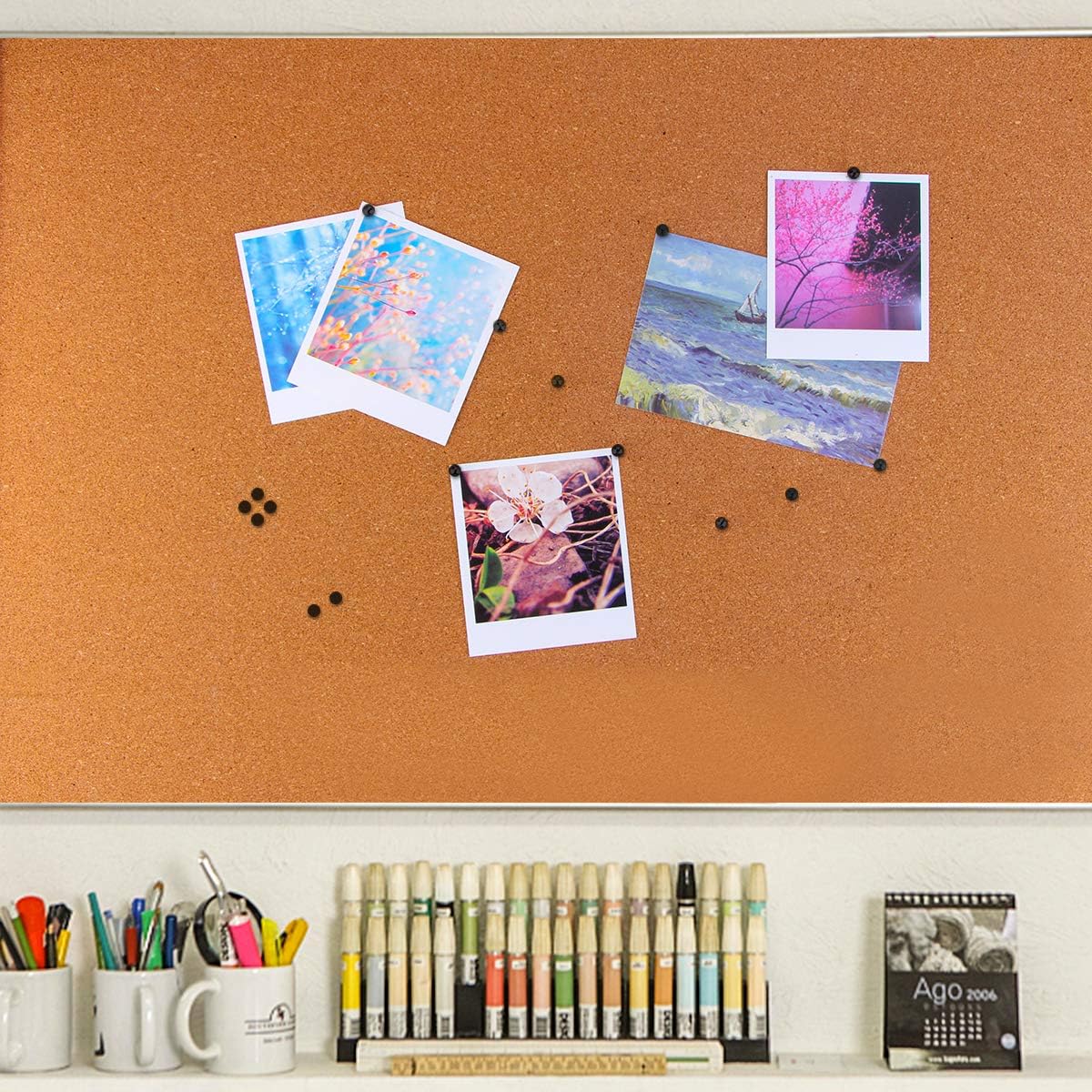 Yalis Push Pins Map Tacks 1/8-Inch Assorted Color Beads Head Map Marking Push Pins,500-count (Black)