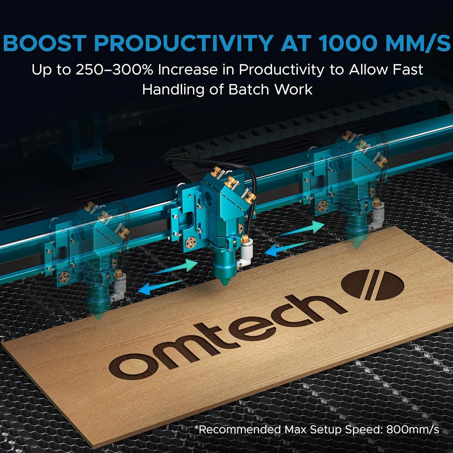 OMTech Pronto 90W CO2 Laser Engraver & Cutter – 35"x24" Workspace, 1000mm/s Speed, Autofocus, Air Assist, 2-Way Pass, for Wood, Acrylic & More
