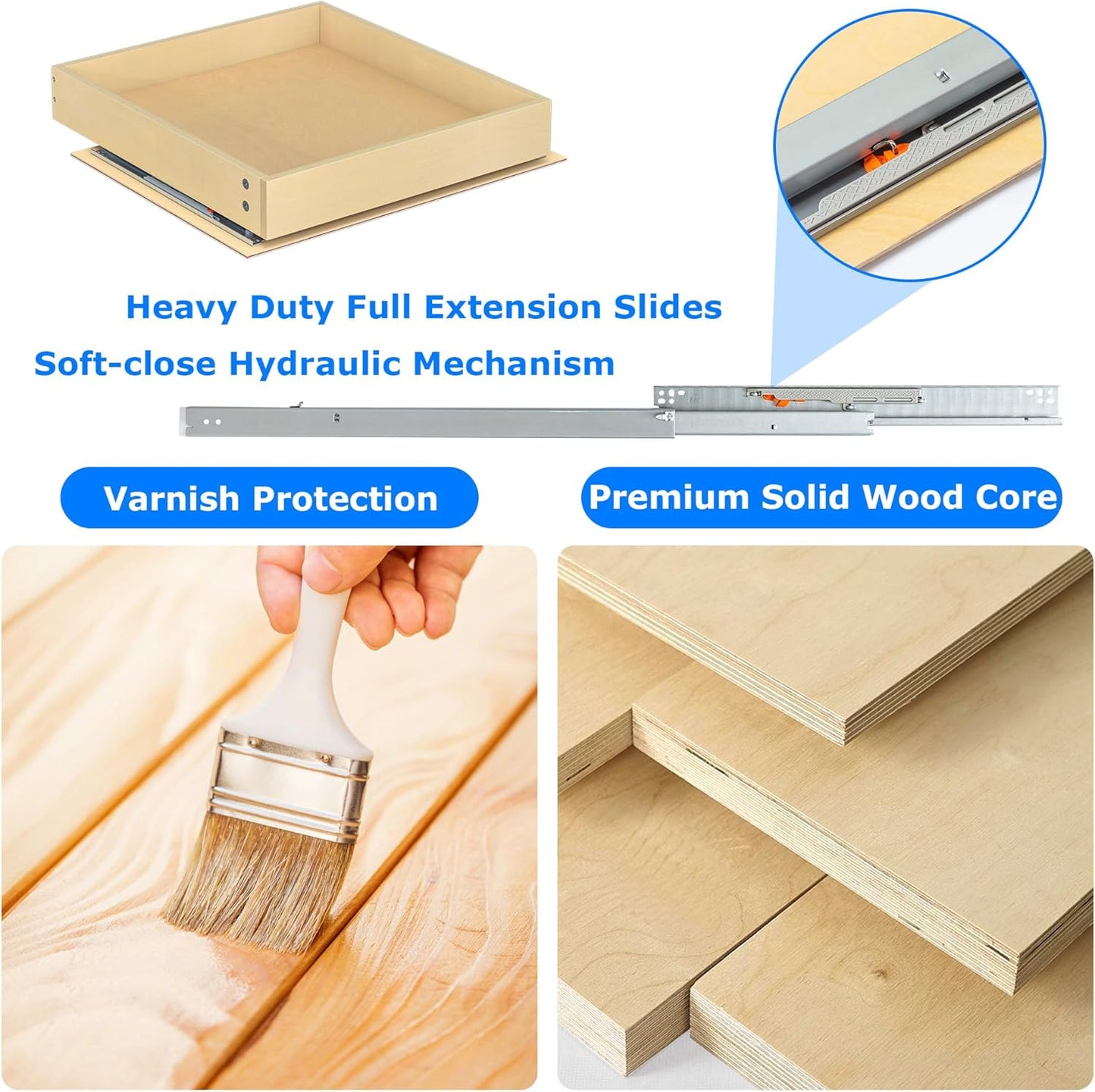 WelFurGeer Soft Close Pull Out Cabinet Organizer, 17" W x 22" D Pull Out Drawers for Cabinets, Space-Saving Cabinet Organizer with Easy Installation, Durable Pullout Drawers for Home & Kitchen