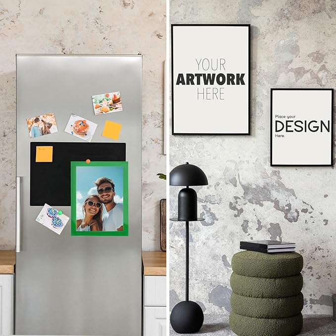 uxcell 3 Pcs Magnetic Sign Holder, 5" x 7" Self-Adhesive Magnetic Wall Signs Holder Magnetic Picture Frame Document Holder for Home Office Wall Window Displays, Green