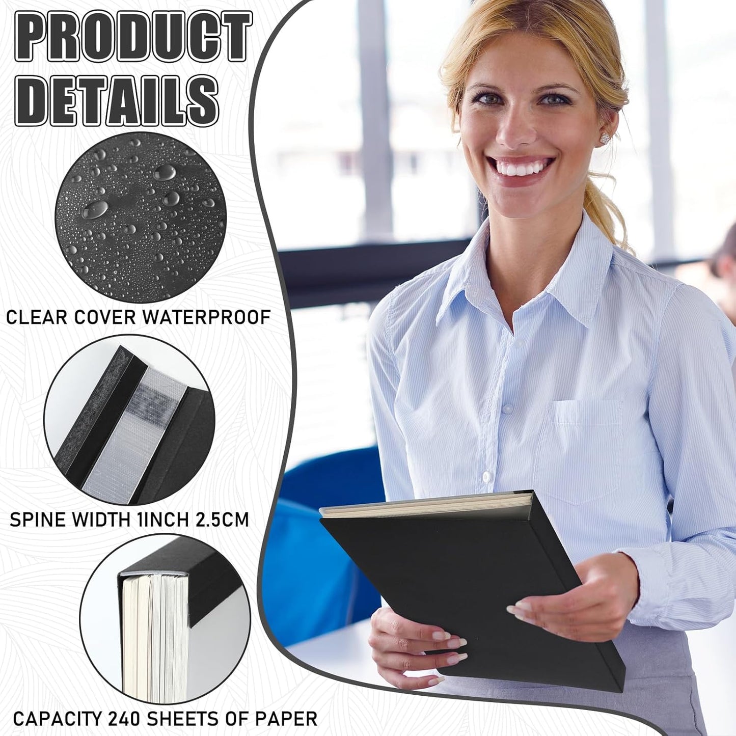 10 Pcs Thermal Binding Covers, 8.5 x 11 Inch Letter Size, 1 Inch Spine Holds 240 Sheets, Clear Front Paper Back Report Cover Suitable for Schools Offices Presentation(Black)