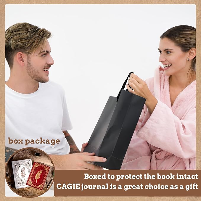 CAGIE 320 Pages Thick Hardcover Journaling Notebooks Vintage Leather Journal for Women Men A5 College Ruled Journals for Writing with Gift Box, 5.7 x 8.3 in, Red