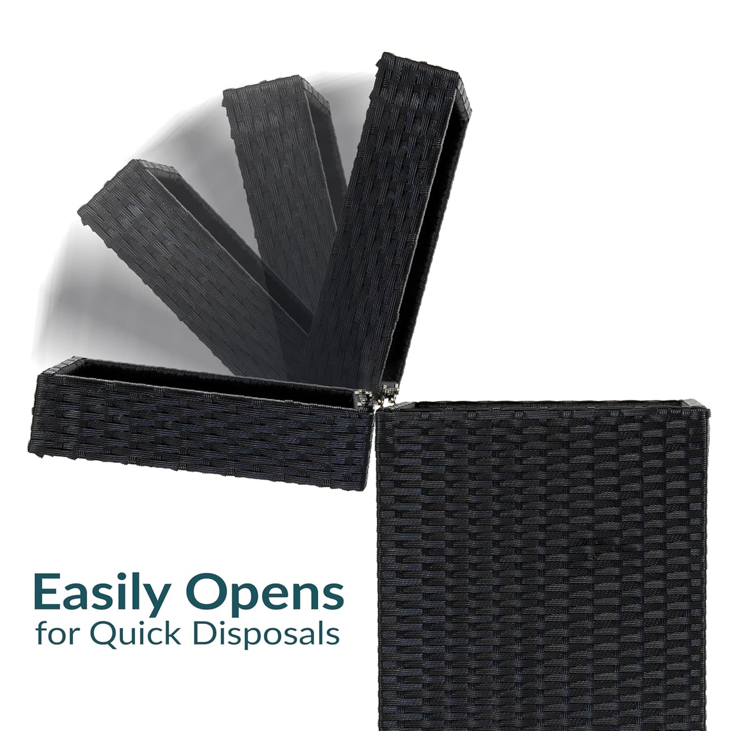 Sunnydaze Outdoor Trash Cans with Lids - Set of 2 Indoor and Outdoor Garbage Cans – 26 Gal and 15 Gal - Black