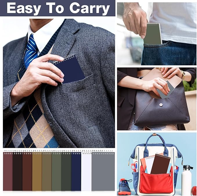 Thenshop 100 Pads Spiral Memo Bulk 3'' x 5'' Top Bound Memo Book 60 Sheets Small Mini Notebooks Lined Wire Bound Pocket Steno Book for Home, Office, School (Multicolored)