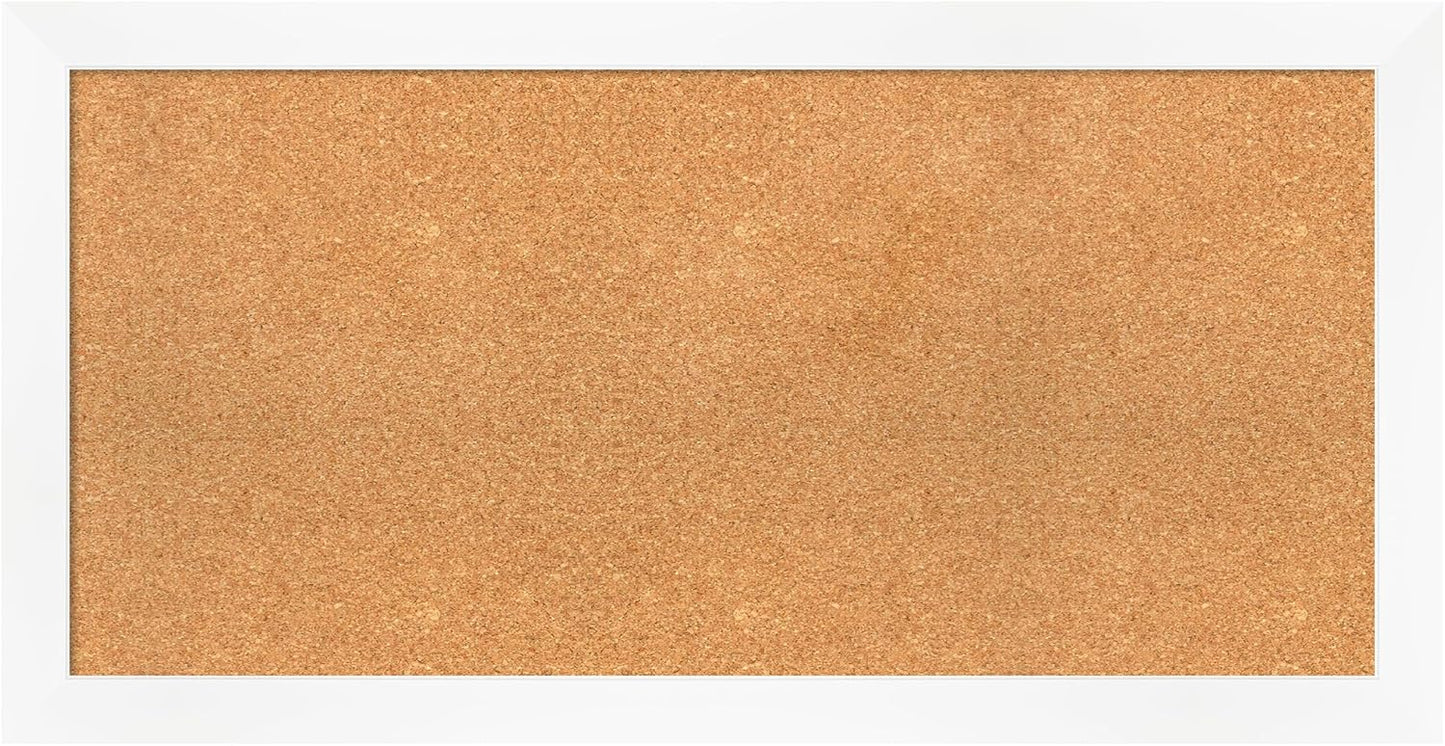 Amanti Art Natural Cork Board for Wall, 21x41 Vision Board with White Frame, Large Corkboard Office Decor for Home Organization, Modern Corkboard Pinboard to Display Items for Home Organization in