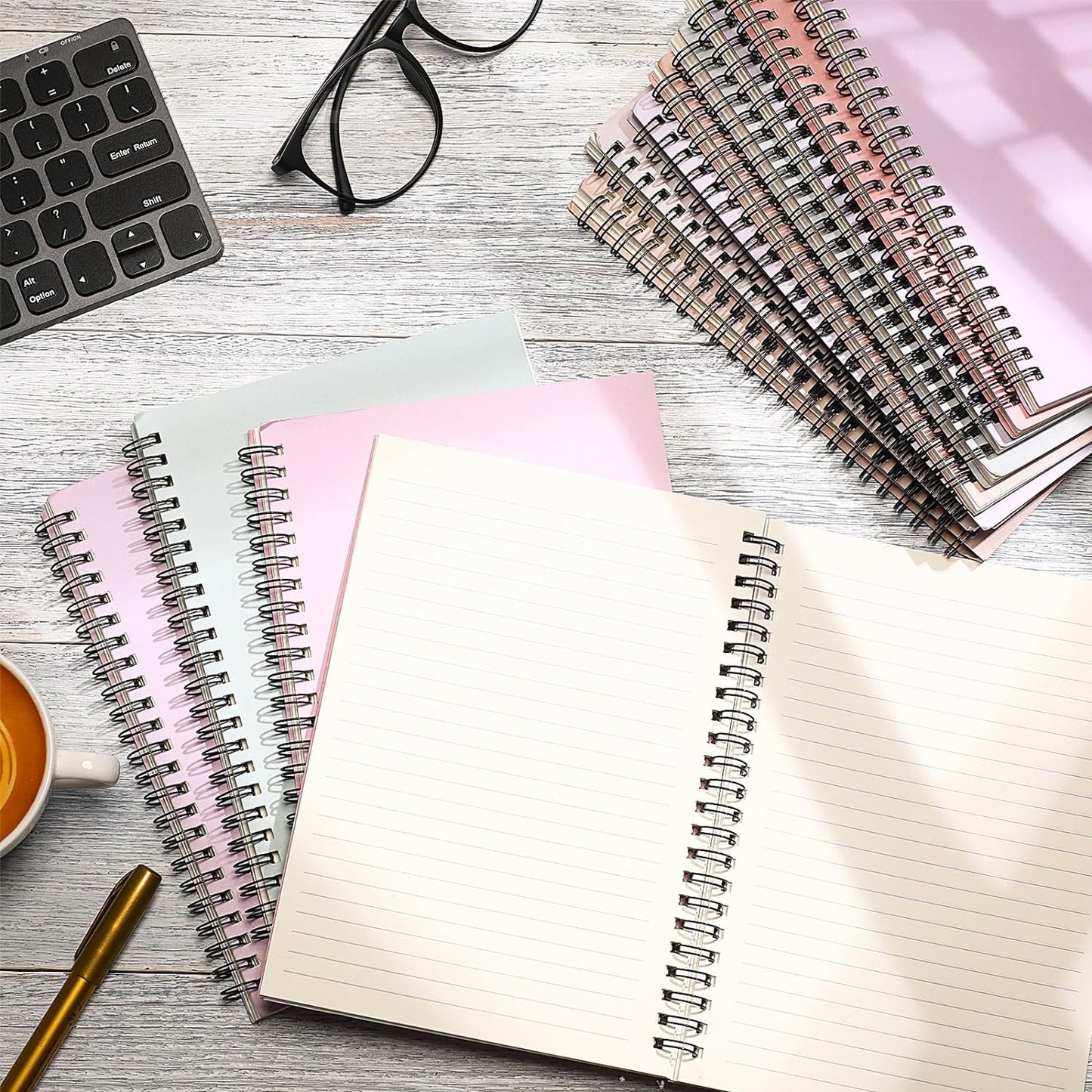 Fuutreo 12 Pcs Spiral Notebook for Work A5 8.3 x 5.7 Inch College Ruled Spiral Journal Notebook Kraft Cover Ruled Paper, 12 Color, 60 Sheets, 120 Pages for Office School(Macaron Color)