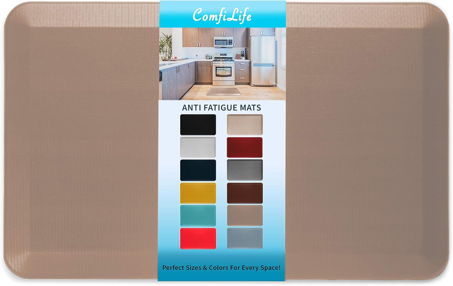 ComfiLife Anti Fatigue Floor Mat – 3/4 Inch Thick Kitchen Mats for Floor, Standing Desk Mat, Kitchen Rug – Comfort at Home, Office – Durable – Stain Resistant – Non-Slip Bottom (20" x 32", Beige)