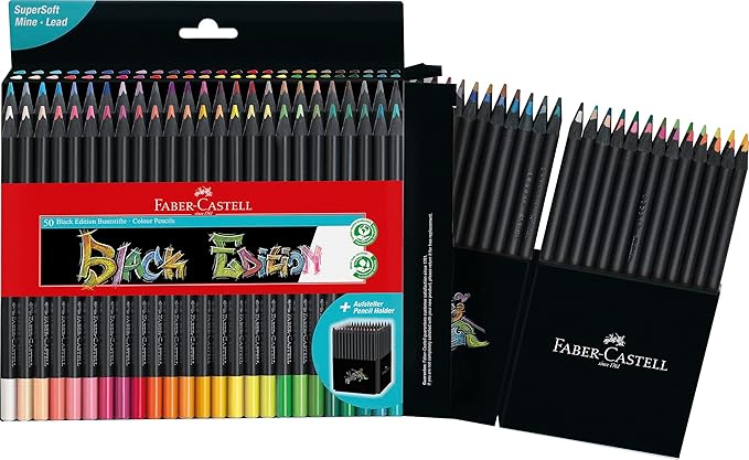 Faber-Castell Black Edition Colored Pencils: 50 Classic