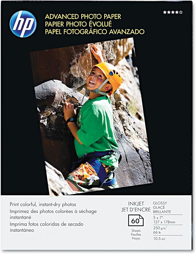 HP Advanced Photo Paper, Glossy, 5x7 in, 60 sheets (Q8690A)