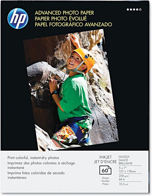HP Advanced Photo Paper, Glossy, 5x7 in, 60 sheets (Q8690A)