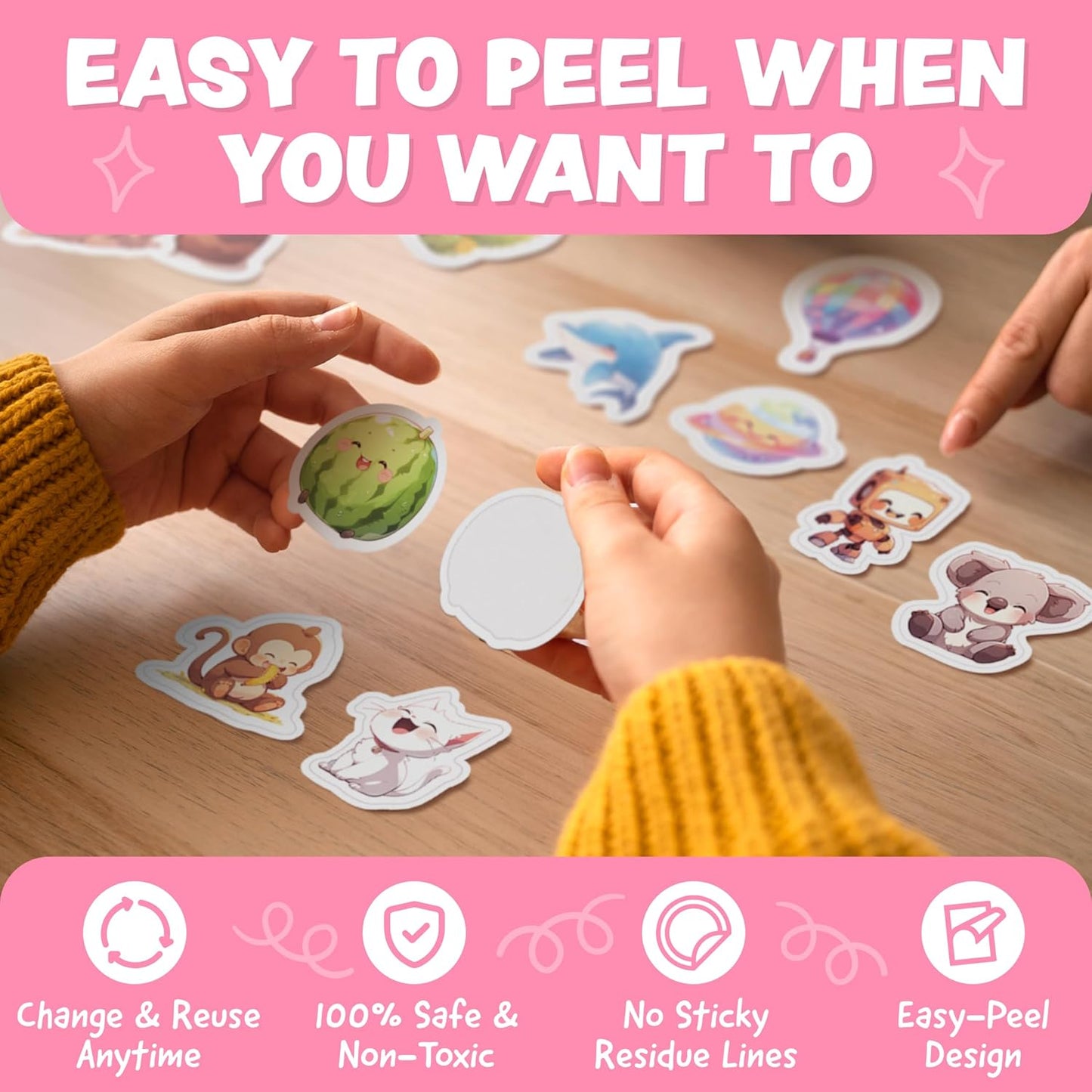 Cute Stickers for Kids - Kawaii Stickers for Kids Classroom Decor, Water Bottle & Teacher Rewards - 108pc Easy Peel Bulk Pack for Teens - Waterproof Vinyl Decals - Scrapbooking, Journaling, Notebook