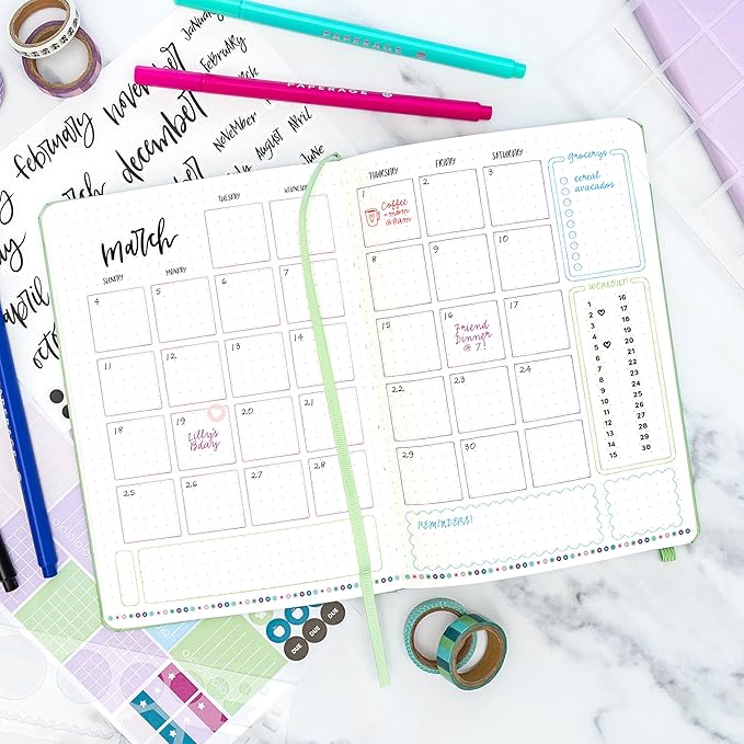 PAPERAGE Dotted Journal Notebook, (Black), 160 Pages, Medium 5.6 in x 8 in - 100 GSM Thick Paper – Hardcover Journaling Notebook for Work, School & Bullet Journaling