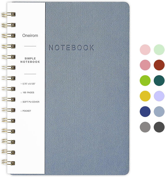 Spiral Notebook-6.10" x 8.19" College Ruled Journal with Inner Pockets and 160 Pages,PU Leather Cover Business Journal, Twin-Wire Binding Notebook Perfect for Office & Home School Supplies