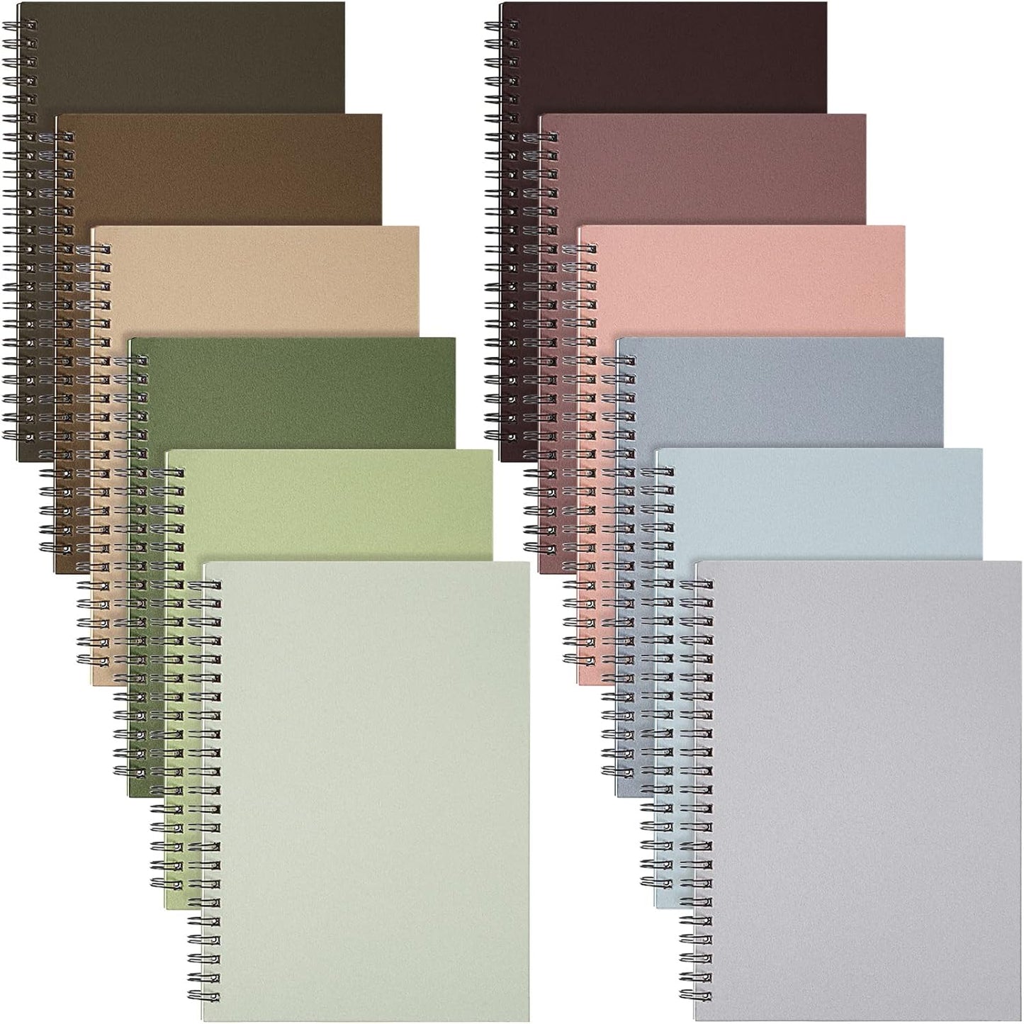 Fuutreo 12 Pcs Spiral Notebook for Work A5 8.3 x 5.7 Inch College Ruled Spiral Journal Notebook Kraft Cover Ruled Paper, 12 Color, 60 Sheets, 120 Pages for Office School(Morandi Color)