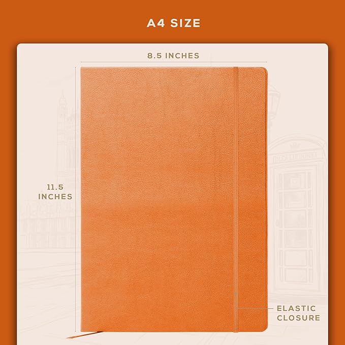 BEECHMORE BOOKS Lined Journal Notebook, 8.5 x 11.5 inch, A4 160 Lined Pages, Hardcover Leather Journals for Women, Men, Writing and Notebooks for Work - 120 GSM Thick Paper, Gifts Box Included