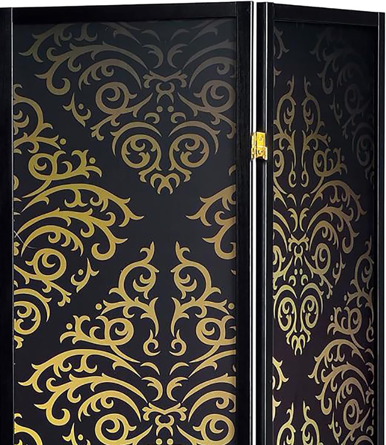 NicBex Room Divider 4 Panel Room Dividers with Damask Print Partition Room Dividers and Folding Privacy Screens Wall Divider for Home, Office, Room Separation,69.5" W x 0.75" D x 70.25" H, Black