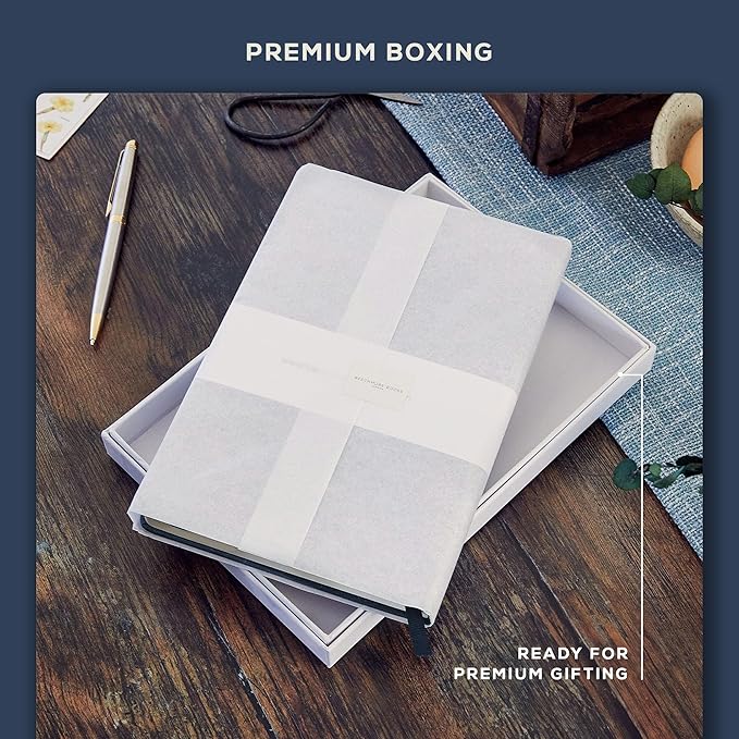 BEECHMORE BOOKS Lined Journal Notebook, 5.8 x 8.3 inch, A5 160 Lined Pages, Hardcover Leather Journals for Women, Men, Writing and Notebooks for Work - 120 GSM Thick Paper, Gifts Box Included