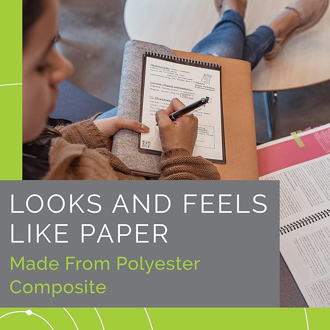 Rocketbook Smart Reusable Notebook, Flip Executive Size Spiral Notebook, Green, (6" x 8.8"")