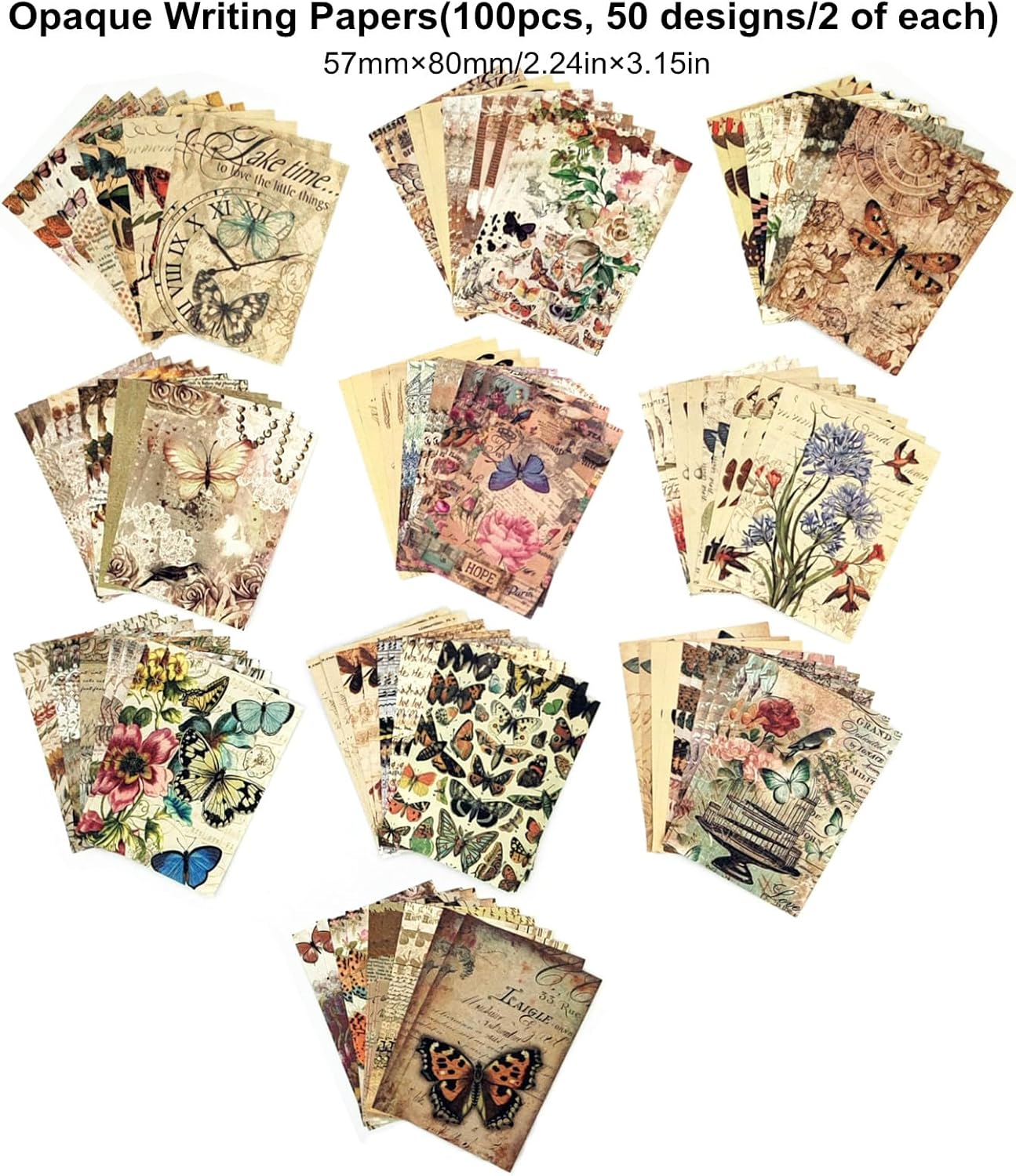 200PCS Vintage Scrapbooking Supplies Pack, Aesthetic Scrapbook Sticker Paper Art Journaling Kit for Bullet Junk Journals,Planner,Cottagecore Decor Gifts (Butterfly)