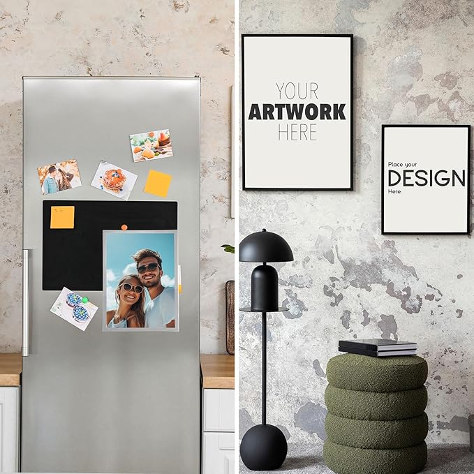 uxcell 2 Pcs Magnetic Sign Holder, 11.7" x 16.5" Self-Adhesive Magnetic Wall Signs Holder Magnetic Picture Frame Document Holder for Home Office Wall Window Displays, Silver