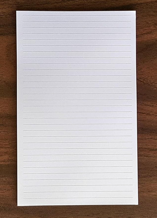 Lined Note Pad, 5" x 8", 50 Sheets, 1/4" Line Spacing, Heavyweight, Very Nice Paper