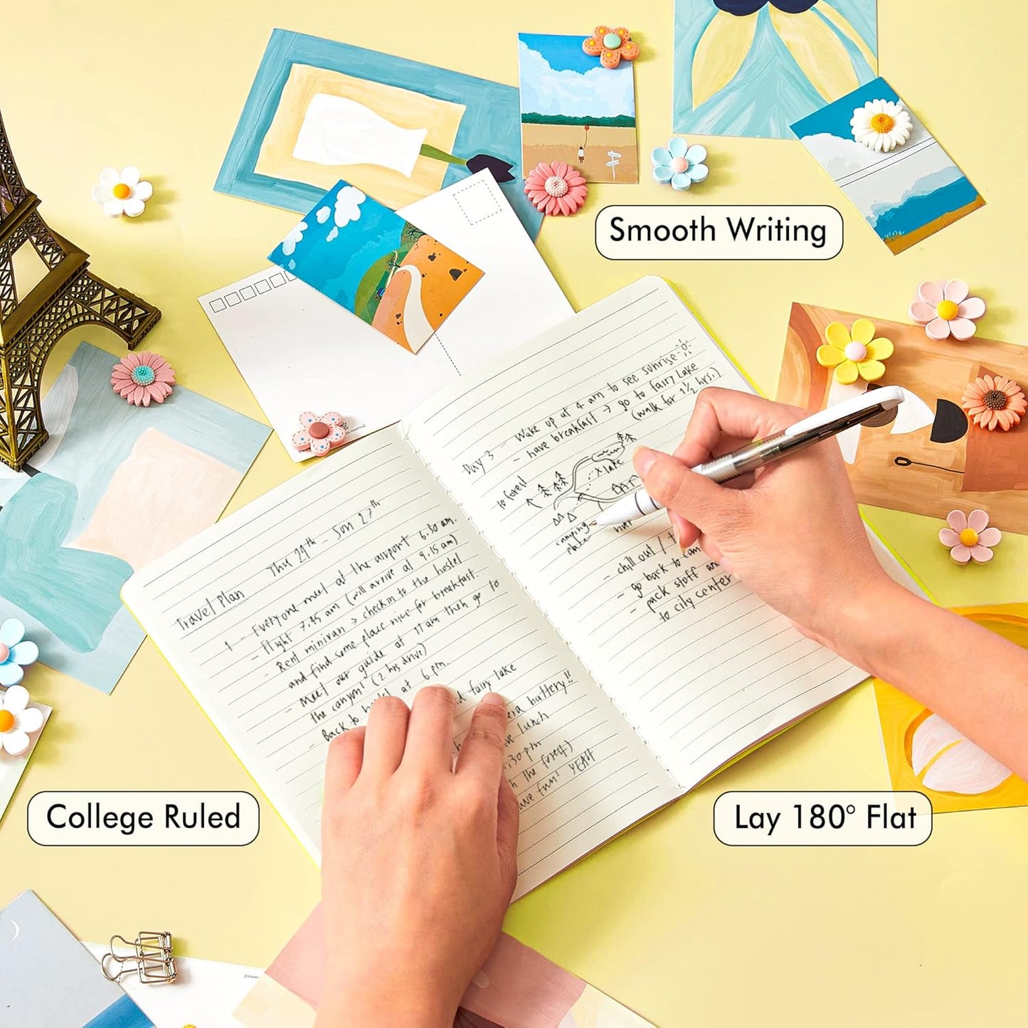 feela 8 Pack Soft Cover Journal Bulk, Notebooks College Ruled for Work, Lined Travel Journal for Women Men, Note Taking Notebook School Supplies Business Writing, 8.2” x 5.5”, A5, Lemon Yellow