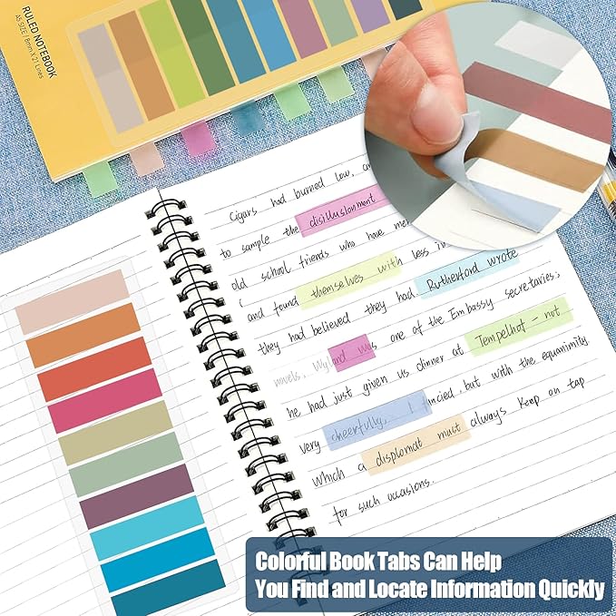 Sticky Tabs 1200 pcs Book Tabs for Page Markers,Morandi Sticky Note Tabs Page Markers for Notebooks,Book Markers,Colorful Book Tabs, Annotation supplies，Transparent Sticky Tabs for Books,Post It Notes