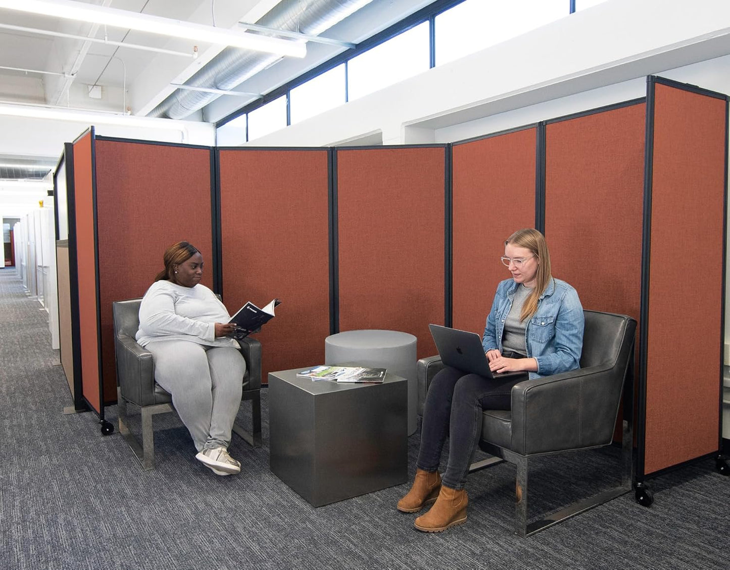 Versare Room Divider 360 Portable Wall Partition | Folding Panels | Large Freestanding Divider | Locking Wheels | Temporary Room Separator