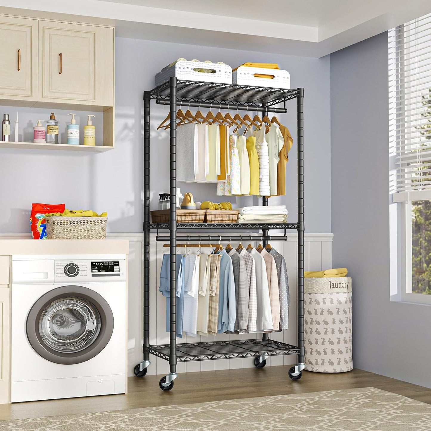 Heavy-Duty Portable Closet, 30"W x 14"D x 76"H, Black, Carbon Steel