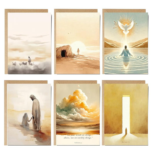 | Christian Greeting Cards Set of 6 with Envelopes | Blank Greeting Cards, Christian Gifts for Women, Scripture Cards Religious Gifts Christian Décor (5"x7" Inspirational Scripture Set)