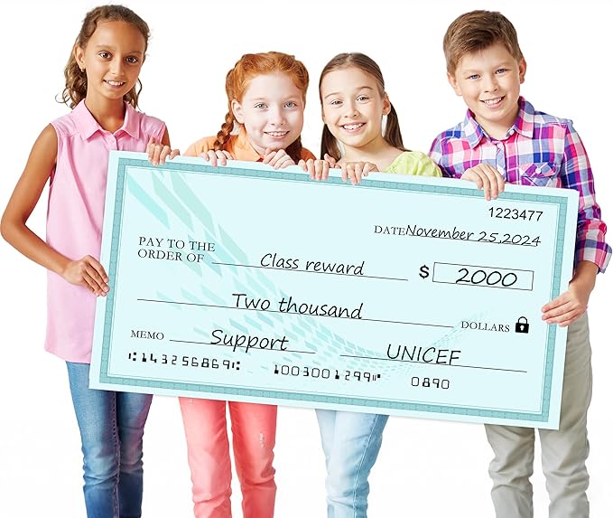 Reusable Large Check Big Check - 30" x 16" Giant Dry Erase Checks for Presentations, Novelty Oversized Blank Checks,Large Fake Checks for Donation, Awards,Fundraisers