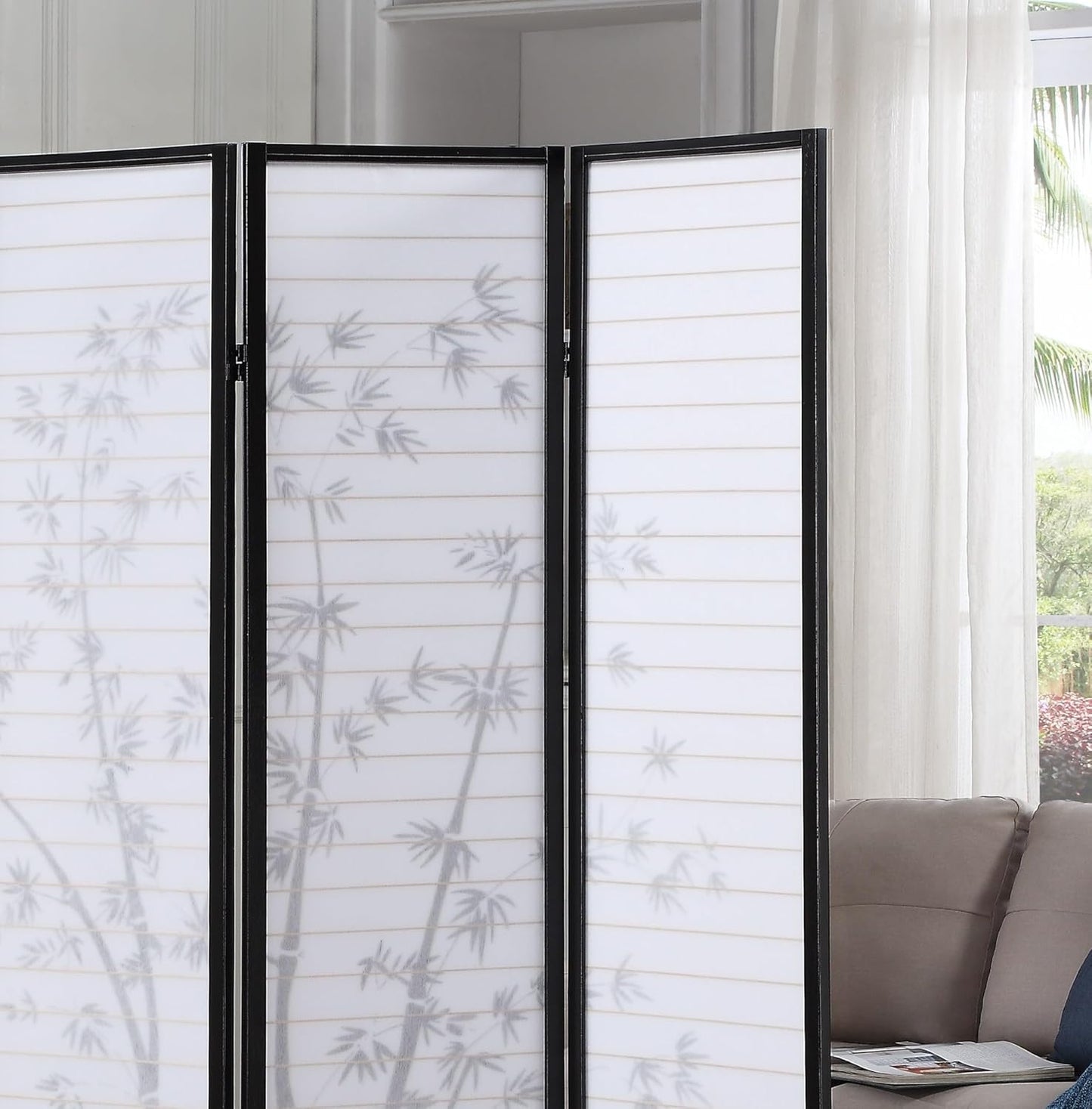 NicBex Room Divider 4 Panel Room Dividers with Oriental Style Partition Room Dividers and Folding Privacy Screens Wall Divider for Home, Office, Room Separation,72" W x 1" D x 71" H, Black