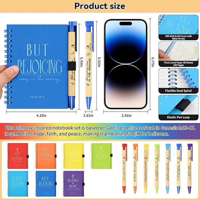 INSADA 56 Sets of Multicolored Christian Prayer Journals in Bulk small notepad 5.43” x 4.33” Spiral Notebooks with Matching Pens - Easter Gifts for Women kids,Church Members & Bible Study Groups