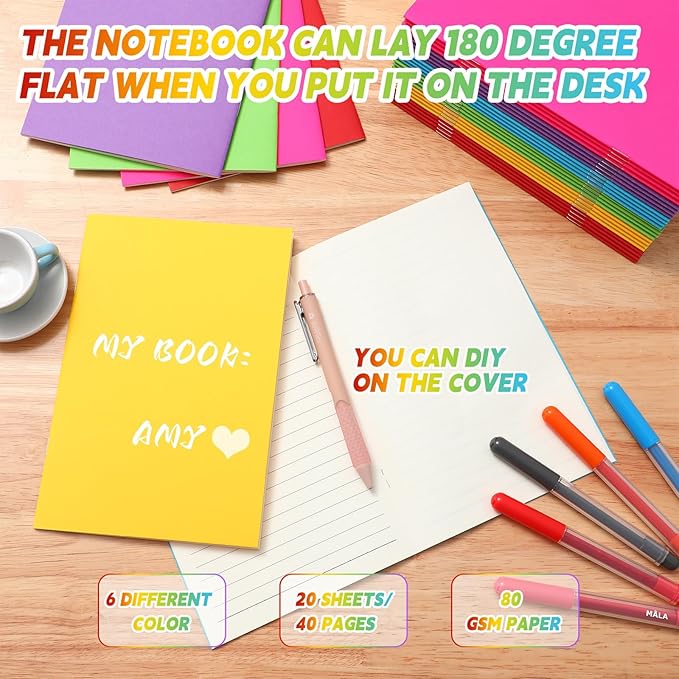 Gueevin 90 Pcs Blank Books for Kids to Write Stories Bulk Composition Notebooks Colorful Soft Cover Notebooks for Drawing Ruled Lined Journals Sketching Kindergarten Easter Gift (Classic Colors)