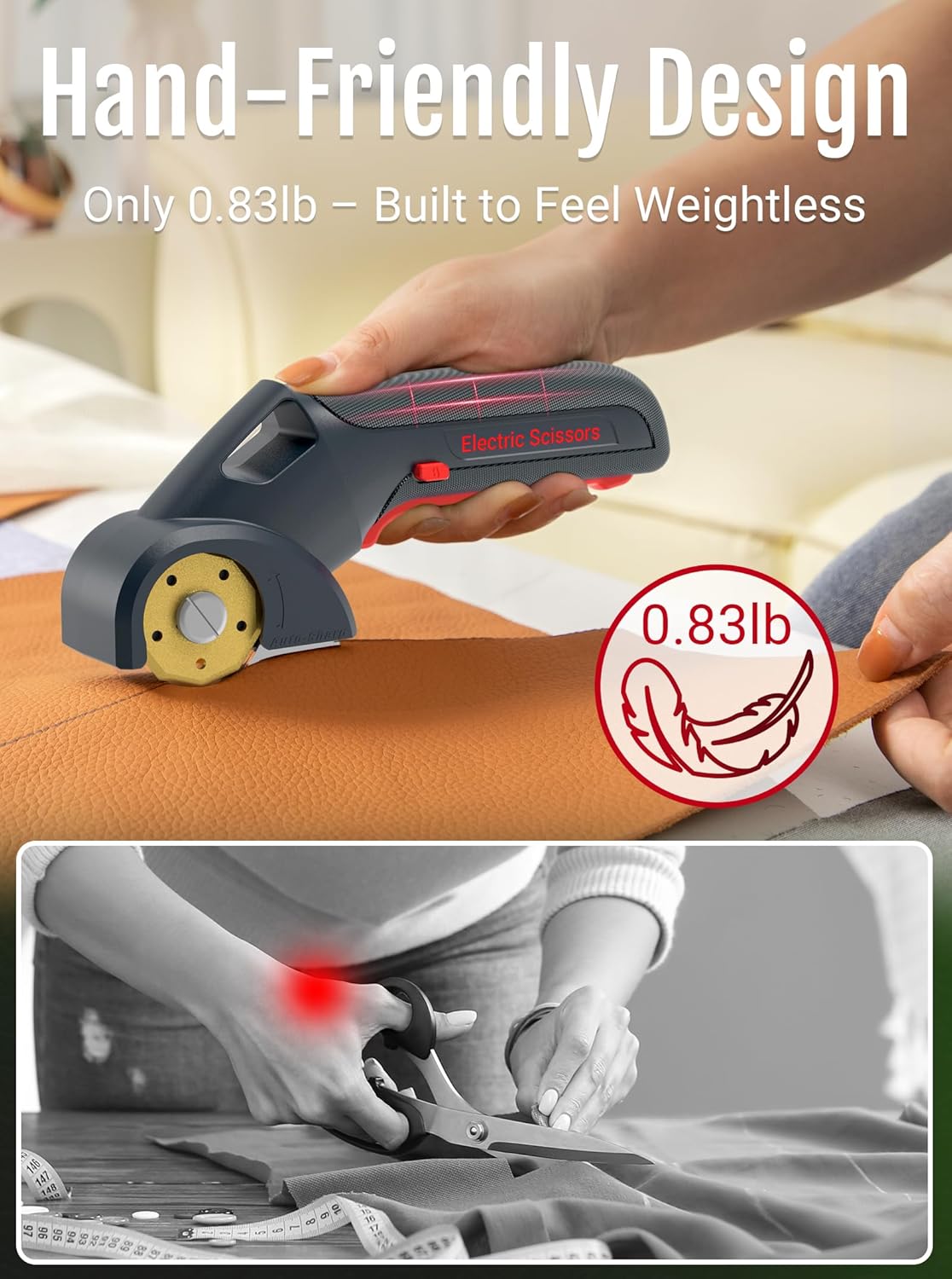 2025 NEW 4V Cordless Electric Scissors, Cardboard Cutter with 2 Titanium Blade, Safety Lock & Extra Blade, Rotary Cutter for Cardboard,Fabric,Plastic, Gifts for Men&Women - Grey