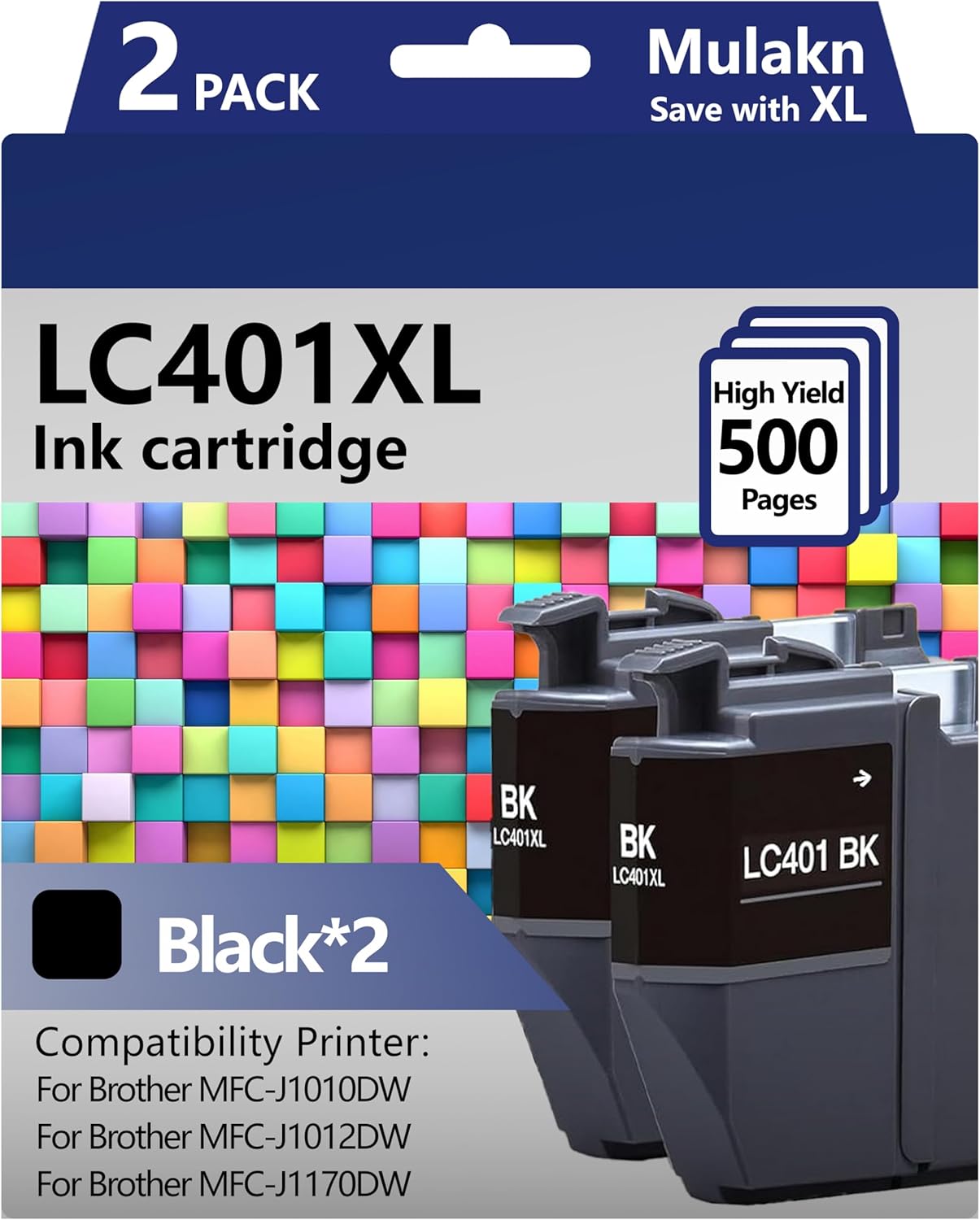 for Brother LC401XL LC406XL Ink Cartridges (2BK LC406XL Ink Cartridges)