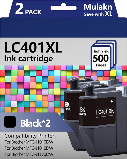 for Brother LC401XL LC406XL Ink Cartridges (2BK LC406XL Ink Cartridges)